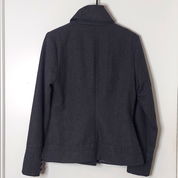 GRASS COLLECTION Women's Grey Button Up Lined Pea Coat - Picture 10 of 15